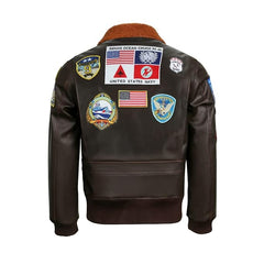 Men's Brown Aviator Jacket - Top Gun 2 Maverick Inspired Mild Cow Leather Pilot Coat with Warm Collar and Windbreaker Style