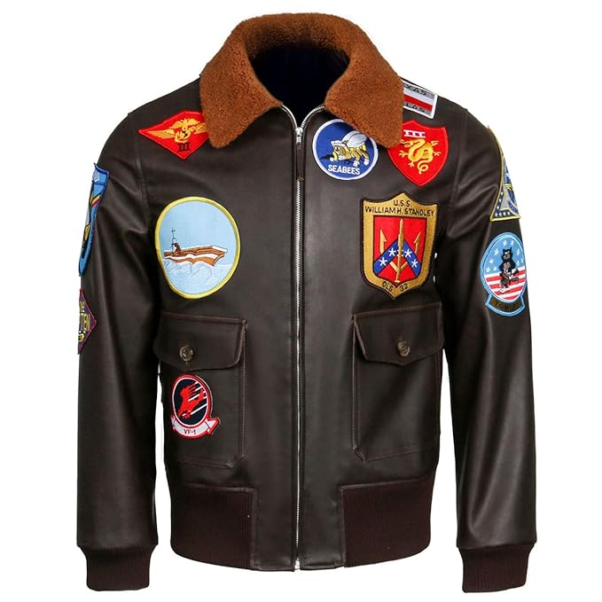 Men's Brown Aviator Jacket - Top Gun 2 Maverick Inspired Mild Cow Leather Pilot Coat with Warm Collar and Windbreaker Style