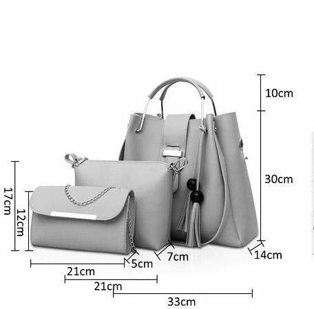 BagX -3 Pcs Women's PU Leather Handbag, Brown