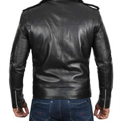 Brando-Inspired Men's Black Genuine Leather South Style Jacket