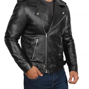 Brando-Inspired Men's Black Genuine Leather South Style Jacket