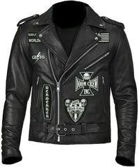 Black Label Society Men's Leather Motorcycle Jacket - Heavy-Duty Biker Apparel