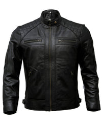 Men's Genuine Leather Biker Jacket - Choose from Timeless Black or Vintage Brown Distressed Lambskin Motorcycle Style