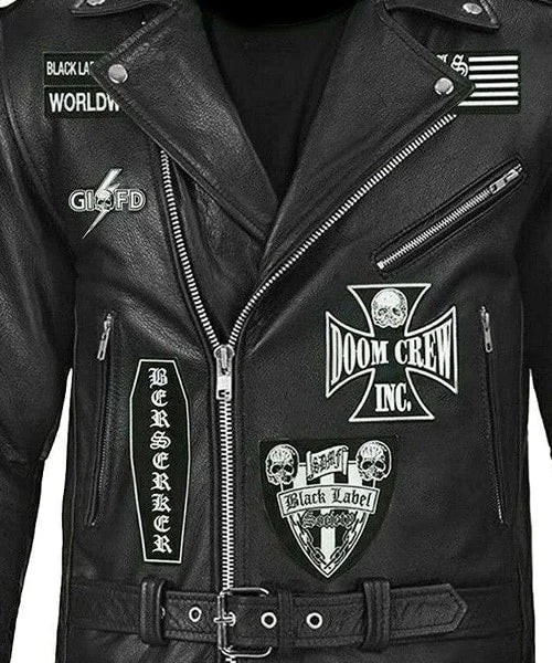 Black Label Society Men's Leather Motorcycle Jacket - Heavy-Duty Biker Apparel