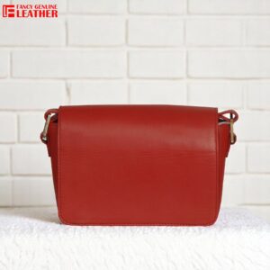 Elegant Red Genuine Leather Shoulder Bag For Women