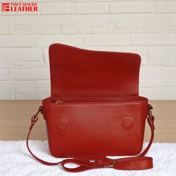 Elegant Red Genuine Leather Shoulder Bag For Women - Image 3