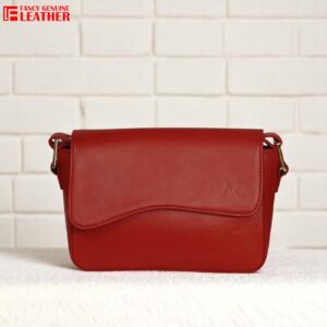 Elegant Red Genuine Leather Shoulder Bag For Women