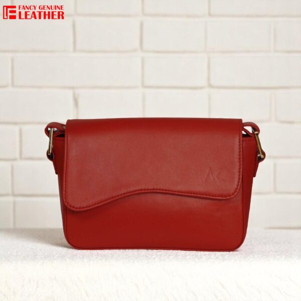 Elegant Red Genuine Leather Shoulder Bag For Women