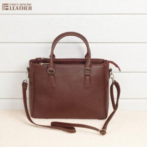 Elegant Brown Genuine Leather Handbag For Women