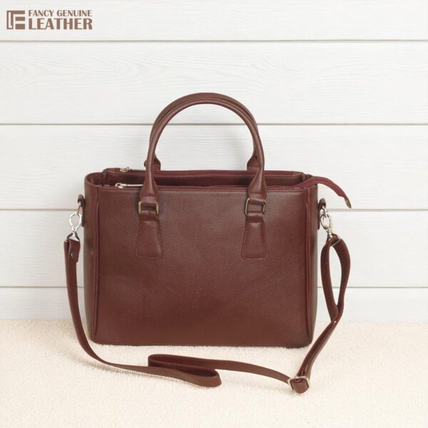 Elegant Brown Genuine Leather Handbag For Women