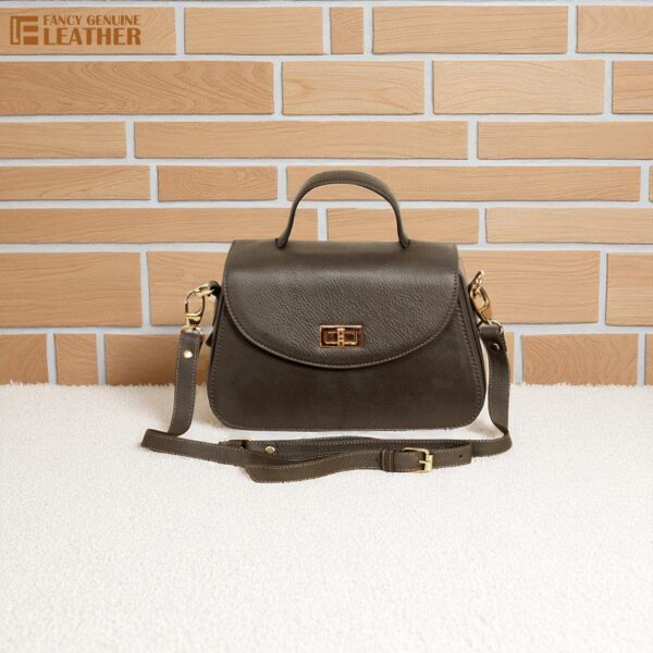 Dark Brown TopHandle Crossbody Ladies Handbag in Genuine Leather