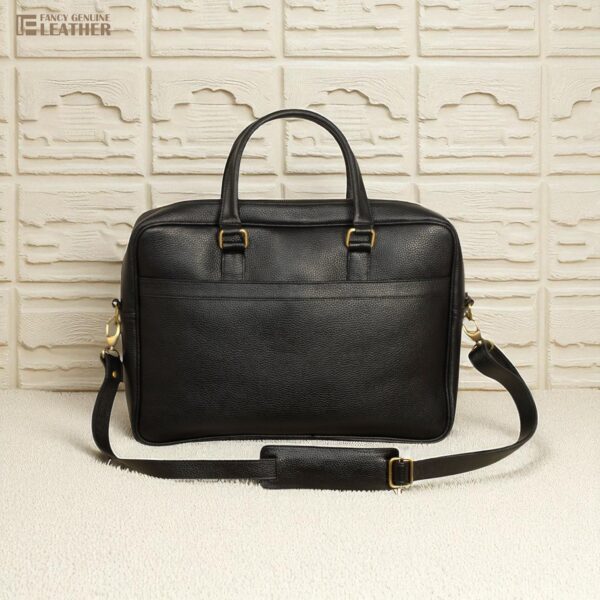 Stylish Black Leather Laptop Bag - Image 5