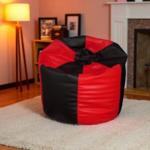 Black & Red Leather Bean Bag Chair – Premium Stylish Seating for Living Room & Gaming