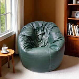 EcoLuxe Modern Dark Green Drum Bean Bag Chair Cover – Ultimate Comfort &Amp; Style (Without Filling)
