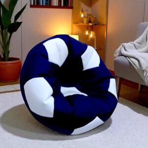 Blue & Black Soccer Ball Bean bag in Synthetic Leather Specially designed for Football Lover (without filling)