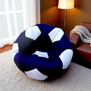 Blue & Black Soccer Ball Bean bag in Synthetic Leather Specially designed for Football Lover (without filling)