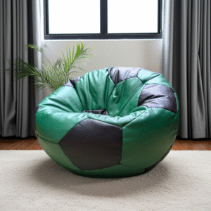 Black & Green Soccer Ball Bean Bag Cover Extra Comfort Specially Design for Football Lover (without filling)