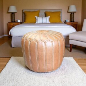 Ottoman Pouf Footrest Cover in Brown Synthetic Leather Fully Customisable (without filling)