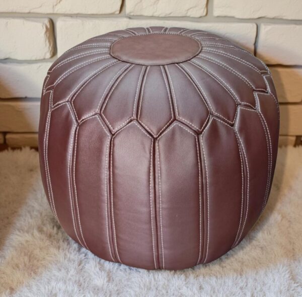 Ottoman Pouf Footrest Cover in Brown Synthetic Leather Fully Customisable (without filling) - Image 4