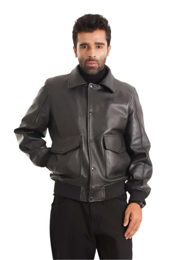 Beige Lambskin Leather Jacket For Men - Slim Fit Biker Style: Elevate Your Style With This Vintage-Inspired, Genuine Lambskin Leather Jacket. - Image 5