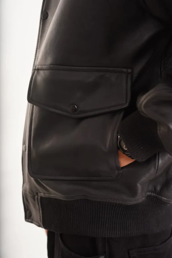 Beige Lambskin Leather Jacket For Men - Slim Fit Biker Style: Elevate Your Style With This Vintage-Inspired, Genuine Lambskin Leather Jacket. - Image 3
