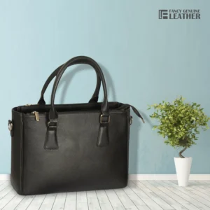 Classic Black Genuine Leather Handbag For Women