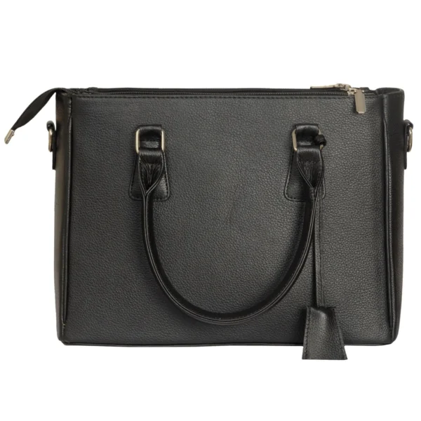 Classic Black Genuine Leather Handbag For Women - Image 3