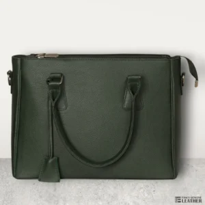 Elegant Dark Green Genuine Leather Handbag For Women