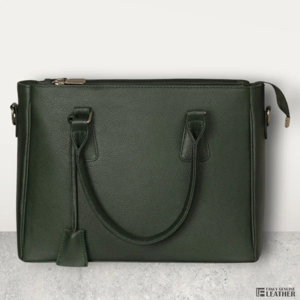 Elegant Dark Green Genuine Leather Handbag For Women - Image 2