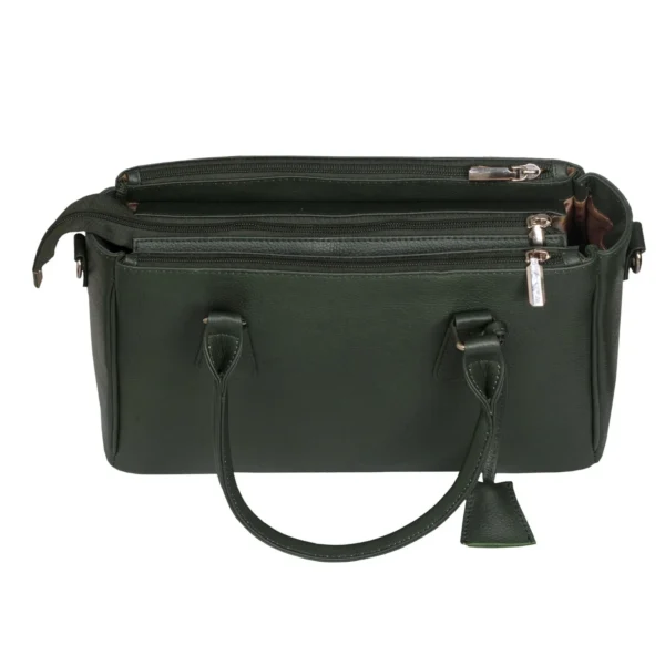 Elegant Dark Green Genuine Leather Handbag For Women - Image 3