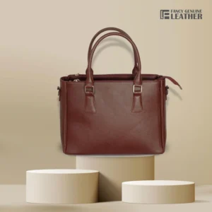 Elegant Brown Genuine Leather Handbag For Women