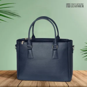 Elegant Navy Blue Genuine Leather Handbag For Women