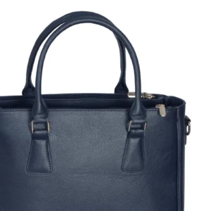 Elegant Navy Blue Genuine Leather Handbag For Women