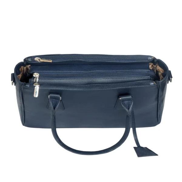 Elegant Navy Blue Genuine Leather Handbag For Women - Image 3