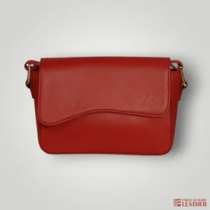 Elegant Red Genuine Leather Shoulder Bag For Women