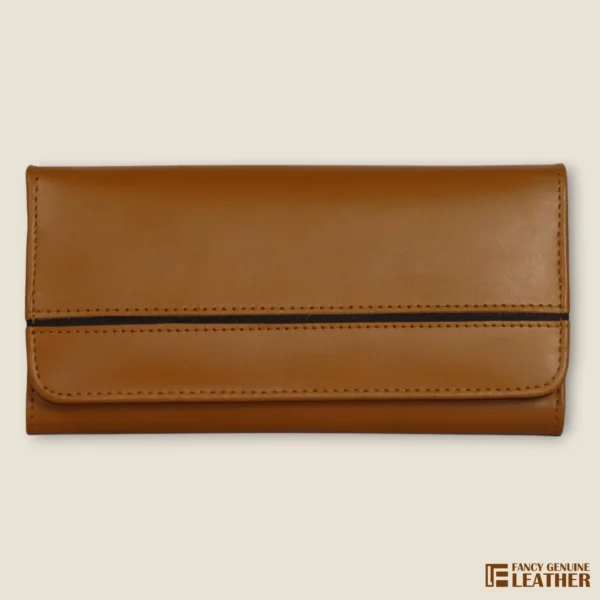 Classic Brown Leather Ladies' Clutch – Stylish & Functional