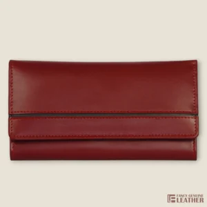 Elegant Maroon Leather Ladies’ Clutch – Stylish & Functional