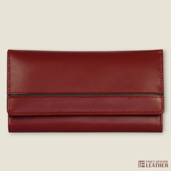 Elegant Maroon Leather Ladies' Clutch – Stylish & Functional