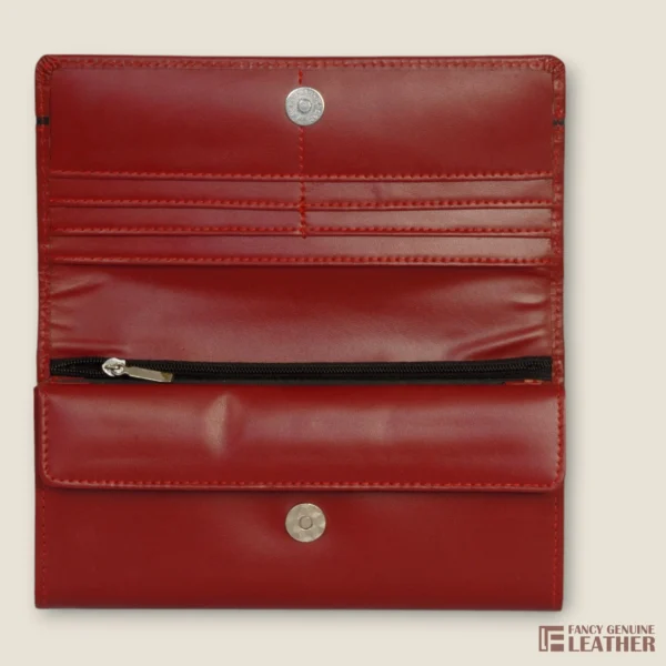 Elegant Maroon Leather Ladies' Clutch – Stylish & Functional - Image 2