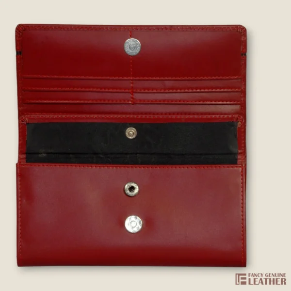 Elegant Maroon Leather Ladies' Clutch – Stylish & Functional - Image 3