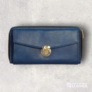 Elegant Blue Leather Ladies’ Clutch – Stylish & Functional