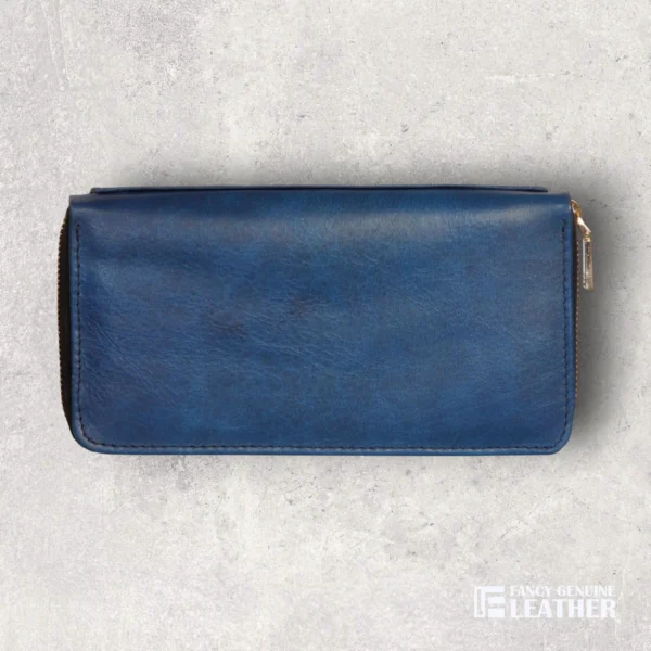 Elegant Blue Leather Ladies' Clutch – Stylish & Functional - Image 2
