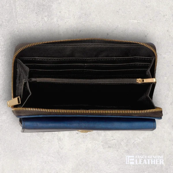 Elegant Blue Leather Ladies' Clutch – Stylish & Functional - Image 4