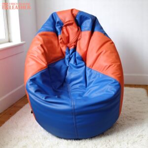 VivaComfort Blue &Amp; Orange Synthetic Leather Large Bean Bag Chair – Bold Colors, Ultimate Comfort