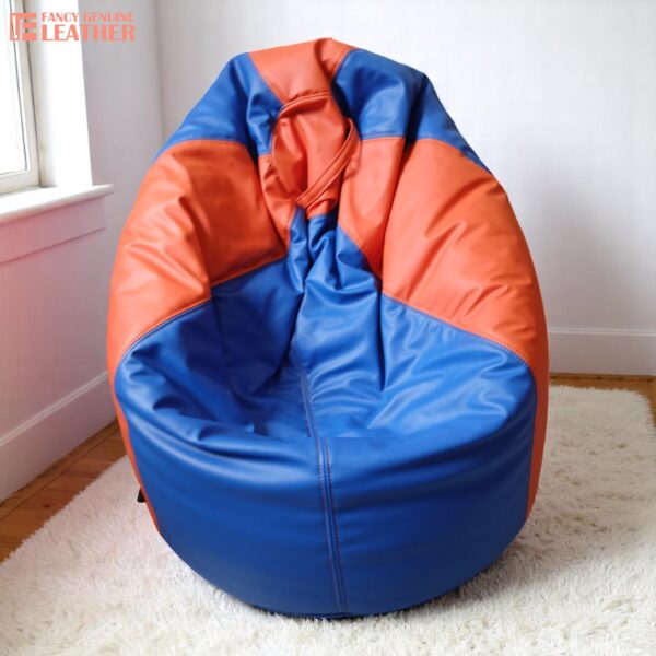 VivaComfort Blue &Amp; Orange Synthetic Leather Large Bean Bag Chair – Bold Colors, Ultimate Comfort