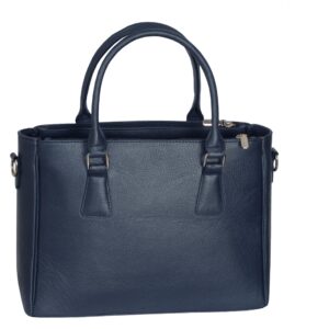 Elegant Navy Blue Genuine Leather Handbag For Women