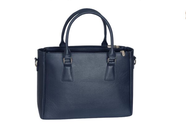 Elegant Navy Blue Genuine Leather Handbag For Women - Image 2