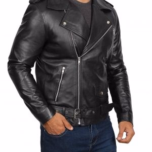 Brando-Inspired Men’s Black Genuine Leather South Style Jacket