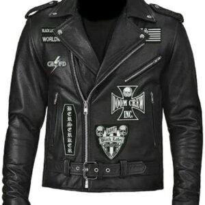 Black Label Society Men’s Leather Motorcycle Jacket – Heavy-Duty Biker Apparel