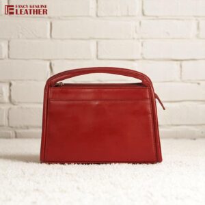 Red Top Handle or Crossbody Genuine Leather Handbag For Women